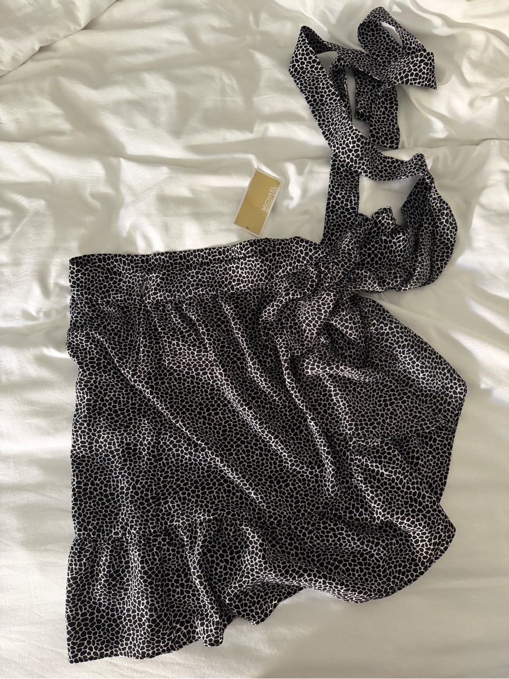 MK true wrap skirt, ruffle hem